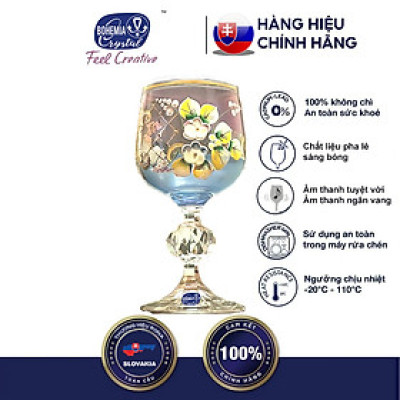 Bộ 6 ly rượu vang đắp nổi mạ vàng  24k Tiệp Khắc 150ml
