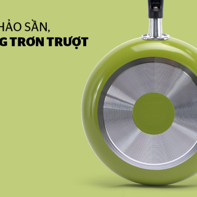 Bộ đôi hoàn hảo - chảo siêu chống dính SUNHOUSE SHS2418 (màu sâm panh) - Hàng chính hãng