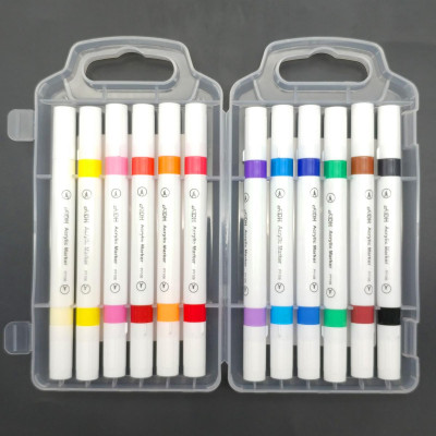 Hộp 12 Bút Lông Màu 2 Đầu Acrylic Marker Pen - DH PY106