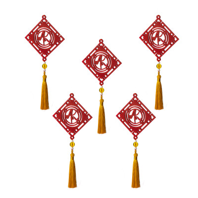 Dây treo trang trí Tết chữ AN thư pháp màu đỏ, màu vàng ( combo tiết kiệm 3 dây) phụ kiện handmade gỗ khắc hoa văn thư pháp treo mai đào