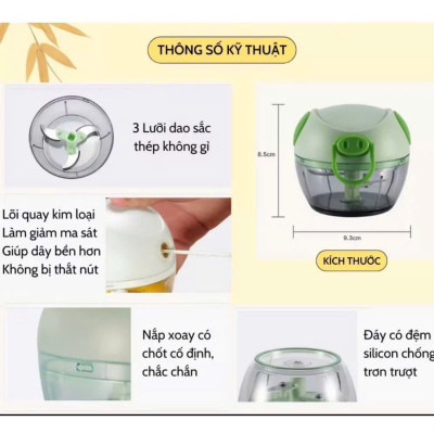 Máy Xay Tỏi Ớt Cầm Tay Mini Hình Mặt Lợn Kute – Xay Gia Vị Tiện Lợi Với 2 và 3 Lưỡi Dao - HÀNG CHÍNH HÃNG MINIIN