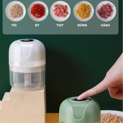 Máy Cắt Lát Xay Rau Củ Cầm Tay Cao Cấp 2in1 - Máy Thái Rau Củ Đa Năng - Máy Xay Tỏi Ớt - Máy Thái Lát Rau Củ Thực Phẩm Máy Xay Cầm Tay Sạc Điện