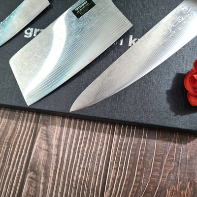 DAO - BỘ 3 DAO BẾP NHẬT BẢN THÉP DAMASCUS MÃ A5 DT2 nt topcomshop vn