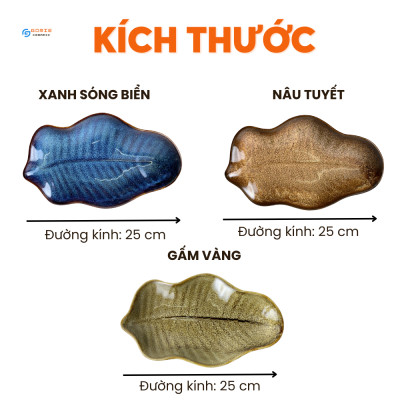 Đĩa lá chuối hỏa biến,thủ công bởi Nghệ Nhân Gomie Ceramic Bát Tràng, men hỏa biến cao cấp, an toàn sức khỏe