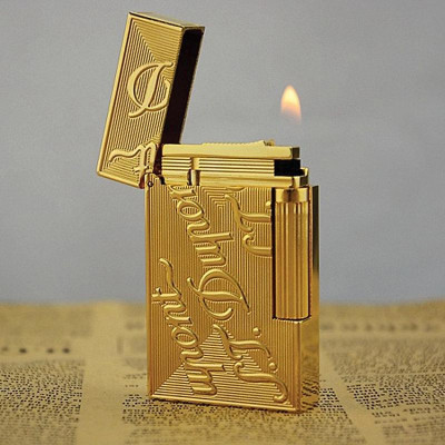 Vỏ Hột Quẹt Bật Lửa Upon Vàng Khắc Nổi Chữ S.T.Upon D05V Dùng Gas Dòng 2 Lỗ Tiếng Kêu Hay Cầm Chắc Tay - Dùng Gas Đá Cao Cấp