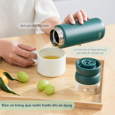 Bình Pha Trà Giữ Nhiệt Fuji Leaf 450 ml - Inochi HNK.BTFH.3585 (Mẫu Màu Giao Ngẫu Nhiên)