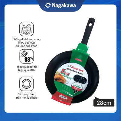 Chảo Sâu Lòng NAG2851 Đáy Từ 5 Lớp Chống Dính Cao Cấp Nagakawa (28cm) - Dùng Trên Mọi Loại Bếp - Hàng Chính Hãng