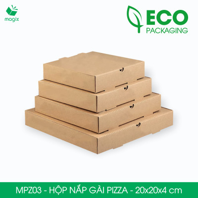MPZ03 - 20x20x4 cm - 100 Hộp nắp gài pizza đa dụng - Hộp nắp gập, hộp carton gói hàng, hộp quà