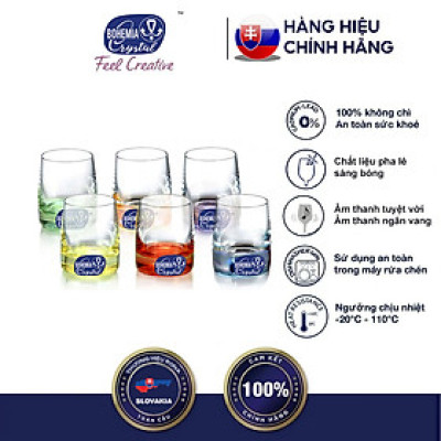 Bộ 6 ly rượu mạnh 6 màu tiệp khắc 060 ml