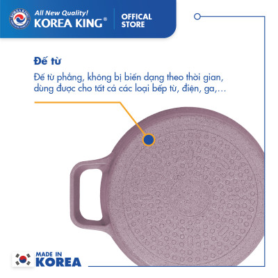 Nồi nấu Levante đáy từ Korea King KP-28LI(Nồi, nắp bằng nhôm đúc, phủ men chống dính Ceramic, Ø28cm)-Màu hồng
