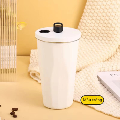 Cốc Giữ Nhiệt Cao Cấp Trơn 600ml, Ly Giữ Nhiệt Kèm Ống Hút Có Núm Đậy Kèm Túi Trong Suốt Tiện Lợi - HÀNG CHÍNH HÃNG MINIIN