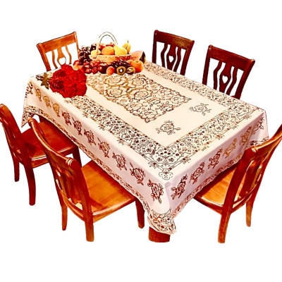 Khăn trải bàn PAULEE WLG-751 hoa văn nhũ vàng (152cm x 228cm)