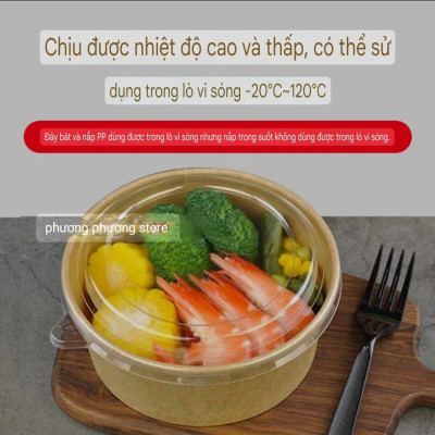 Combo 50 bộ Tô giấy kraft 1000ml & 750ml kèm nắp PET