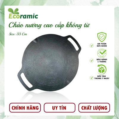 [CHÍNH HÃNG] Chảo Nướng Chống Dính Ecoramic 33cm – Phủ Dupont Ceramic – Đúc Nguyên Khối – Tặng Túi Đựng – Không Dùng Cho Bếp Từ