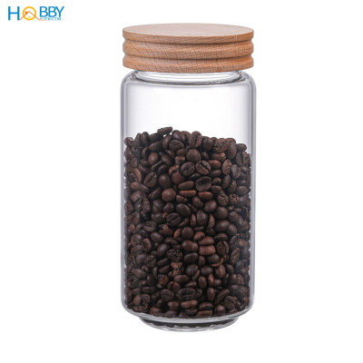 Hũ thuỷ tinh nắp gỗ vặn kín hơi Hobby home decor HUNG4 3 size tùy chọn