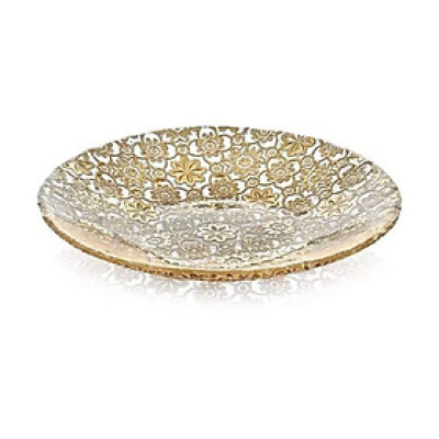 Đĩa sâu lòng Arabesque Centrepiece Gold Leaf IVV 41cm- họa tiết hoa vàng Hàng chính hãng