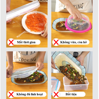 Màng bọc thực phẩm co giãn siêu dai có chun hình túi gấu set 100 chiếc Shop Movava - MBTPG1