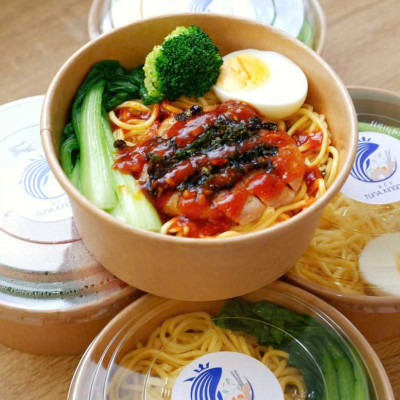 Tô giấy Kraft Salad nâu 750ml đựng thức ăn, salad, bánh bông lan có NẮP PET (PP) chịu nhiệt (set 50 cái)