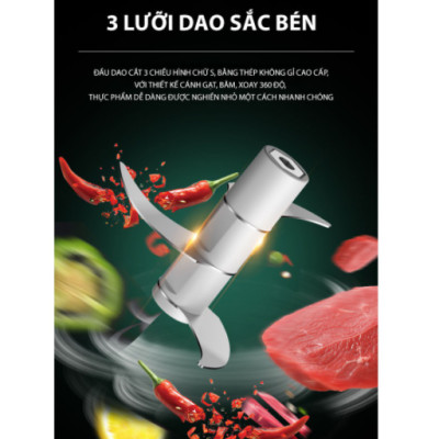 Máy Cắt Lát Xay Rau Củ Cầm Tay Cao Cấp 2in1 - Máy Thái Rau Củ Đa Năng - Máy Xay Tỏi Ớt - Máy Thái Lát Rau Củ Thực Phẩm Máy Xay Cầm Tay Sạc Điện