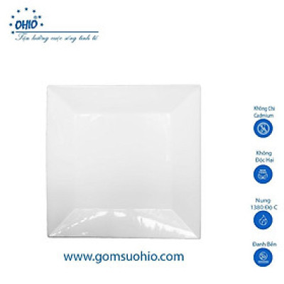 Đĩa Vuông 23cm Sứ Trắng OHIO