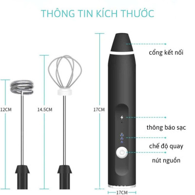Dụng cụ đánh bọt cà phê cầm tay mini, Máy tạo bọt sữa Chạy Điện Cầm Tay Tiện Lợi