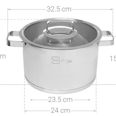 Bộ nồi và chảo chống dính vân đá inox 304 cao cấp Fivestar Plus 5 món nắp kính , tặng 1 vá canh