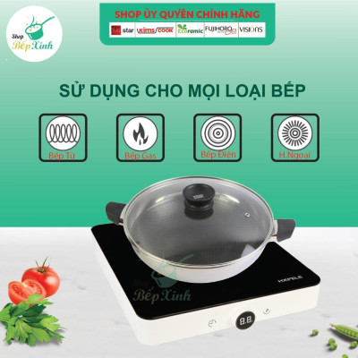 Bộ nồi chảo Blackcube 3 lớp đúc liền đáy từ đa năng chống dính Kims cook T&K  03-1 Pcs , tặng 1 sạn inox