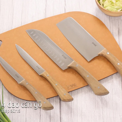 Bộ 5 dao thép không gỉ cán gỗ iMat