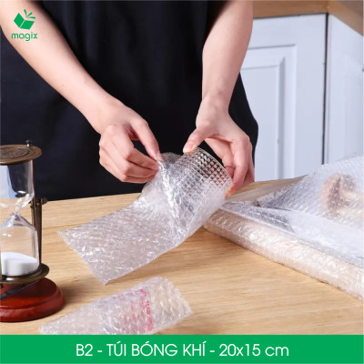 B2 - 20x15 cm - 50 Túi bóng khí chống sốc đóng hàng - Túi gói hàng, bọc chống sốc, xốp chống sốc