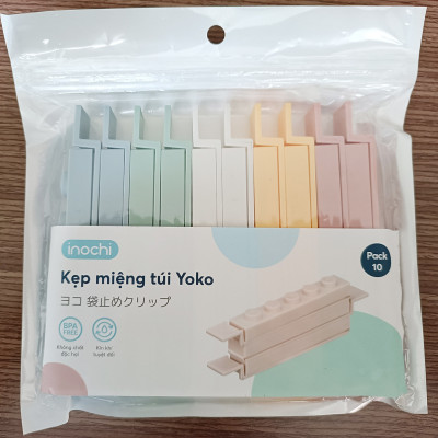 [Combo 10] Kẹp miệng túi thực phẩm YOKO bảo quản thực phẩm, bảo quản đồ ăn, tránh ẩm mốc, chất liệu nhựa PP chống giòn gãy - Hàng Inochi an toàn tiêu chuẩn Nhật