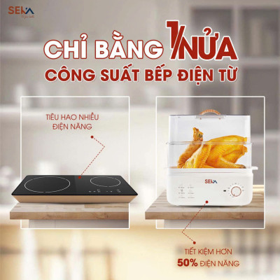 Nồi Hấp Điện 2 Tầng Đa Năng SEKA, Hấp Gà Nguyên Con Thể Tích 21 Lít, Tỏa Nhiệt Đều Giữ Nguyên Vị Dinh Dưỡng