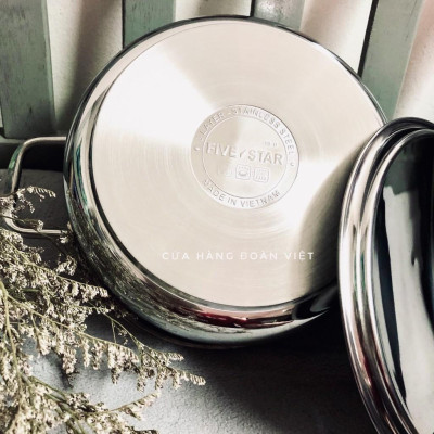 Nồi Inox FiveStar 3 Đáy Nắp Inox 20cm - Siêu Đẹp Siêu Bền. Chuyên phục vụ Sp Gia dụng, Khuôn làm bánh, Dụng cụ học Sinh,