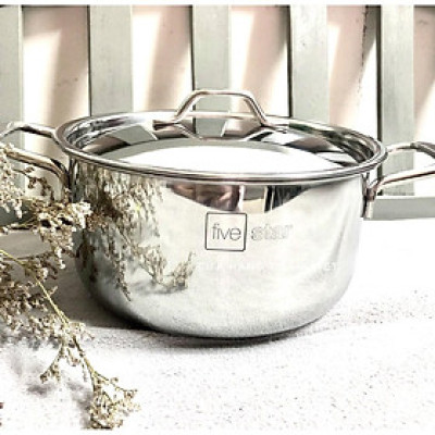 Nồi Inox FiveStar 3 Đáy Nắp Inox 20cm - Siêu Đẹp Siêu Bền. Chuyên phục vụ Sp Gia dụng, Khuôn làm bánh, Dụng cụ học Sinh,