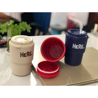 Combo 03 cốc giữ nhiệt có nắp xoay HERE 320ml cao cấp tiện dụng - Hàng nội địa Nhật Bản. ( Giao màu ngẫu nhiên )