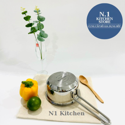 Nồi Quánh inox 18/10 Korkmaz Perla 1.6 lít có nắp - 16x8 cm - Hàng Chính Hãng