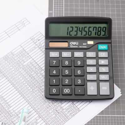 Máy tính để bàn 12 số Deli - 1 chiếc - E837-Chọn Màu