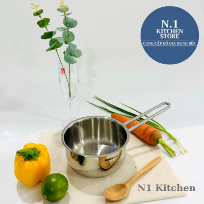 Nồi Quánh inox 18/10 Korkmaz Perla 1.6 lít có nắp - 16x8 cm - Hàng Chính Hãng