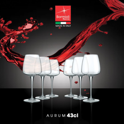 Bộ 6 ly rượu  thủy  tinh Aurum 430ml - Bormioli Rocco - Italy