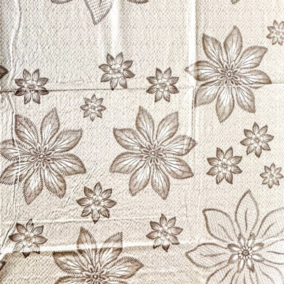 Khăn Trải Bàn PAULEE PWL 241 (147cm x 230cm) hoa văn nổi, ánh kim vàng, nền kem nhạt, nhựa PVC dẻo-không thấm nước