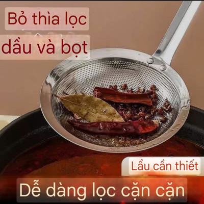 DỤNG CỤ CHAO THÌA DÂY LỌC INOX SUS 304 LỖ LỌC ĐỘT NHỎ MỊN MÀNG CÔNG NGHỆ CNC - CHAO THÌA DÂY LỌC BỘT VỚT BỌT LỌC DẦU THỰC PHẨM CAO CẤP