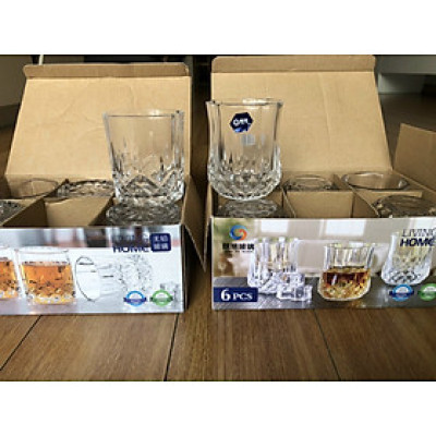 6 ly thủy tinh vân ô chân bầu -AVN 28