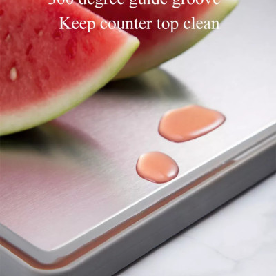 Thớt INOX 304 cao cấp với thiết kế 2 mặt bền bỉ, tiện lợi, an toàn cho sức khỏe: kháng khuẩn, chống nấm mốc, chống trơn trượt (SIZE LỚN)