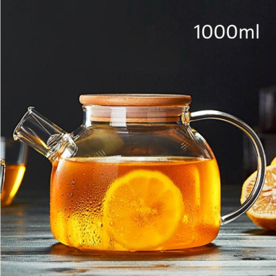 Bình pha trà thuỷ tinh nắp gỗ 1lit