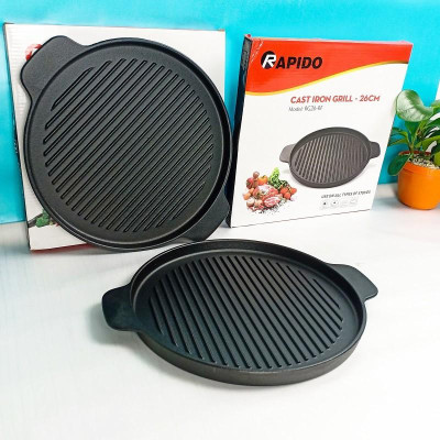 Chảo nướng gang Đức Rapido RG24-RF và RG26-RF tròn (Đen)