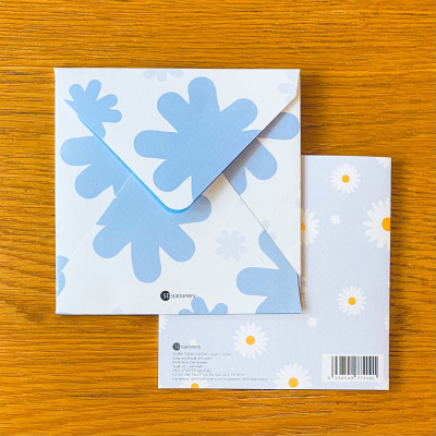 Set 4 thiệp chúc mừng, cảm ơn, động viên chúc may mắn SDstationery DAISY 12x12 họa tiết hoa cúc trang nhã màu sắc nhẹ nhàng