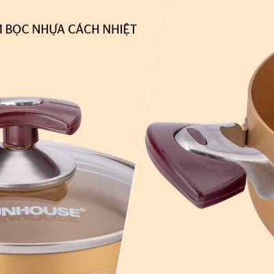 Bộ nồi anod Sunhouse SH6634 - Bộ nồi dùng bếp gas - Bộ nồi dùng bếp hồng ngoại - Bộ 3 nồi Sunhouse - Thiết kế sang trọng, chất liệu Anod cao cấp, không phai màu, không biến dạng khi va đập, vung kính cường lực siêu bền - Hàng chính hãng