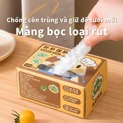 Hộp 100 Túi Màng Bọc Thực Phẩm Thế Hệ Mới Rút Tiện Lợi, Túi Bọc Thực Phẩm PE Siêu Dai Có Nắp Đậy Kín Chống Bụi - HÀNG CHÍNH HÃNG MINIIN