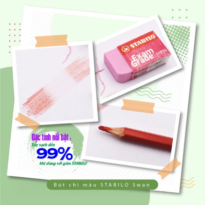 Bộ 12 hộp bút chì màu tẩy xóa được STABILO Swans 12 ngắn/12 dài/24/36/48 màu - 24 màu (24+2)