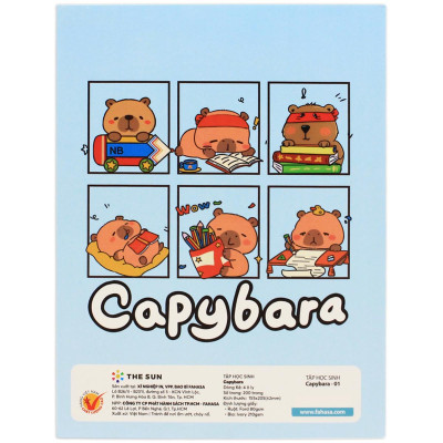 Tập Học Sinh Capybara - 4 Ô Ly - 200 Trang 80gsm - The Sun (Mẫu Bìa Giao Ngẫu Nhiên)