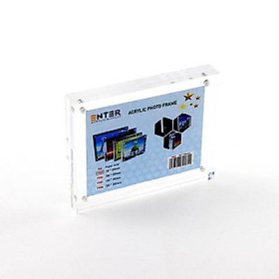 Khung hình mica cao cấp Enter FR05 90x120mm mica 10mmx2, Khung ảnh để bàn nam châm, Khung bằng khen
